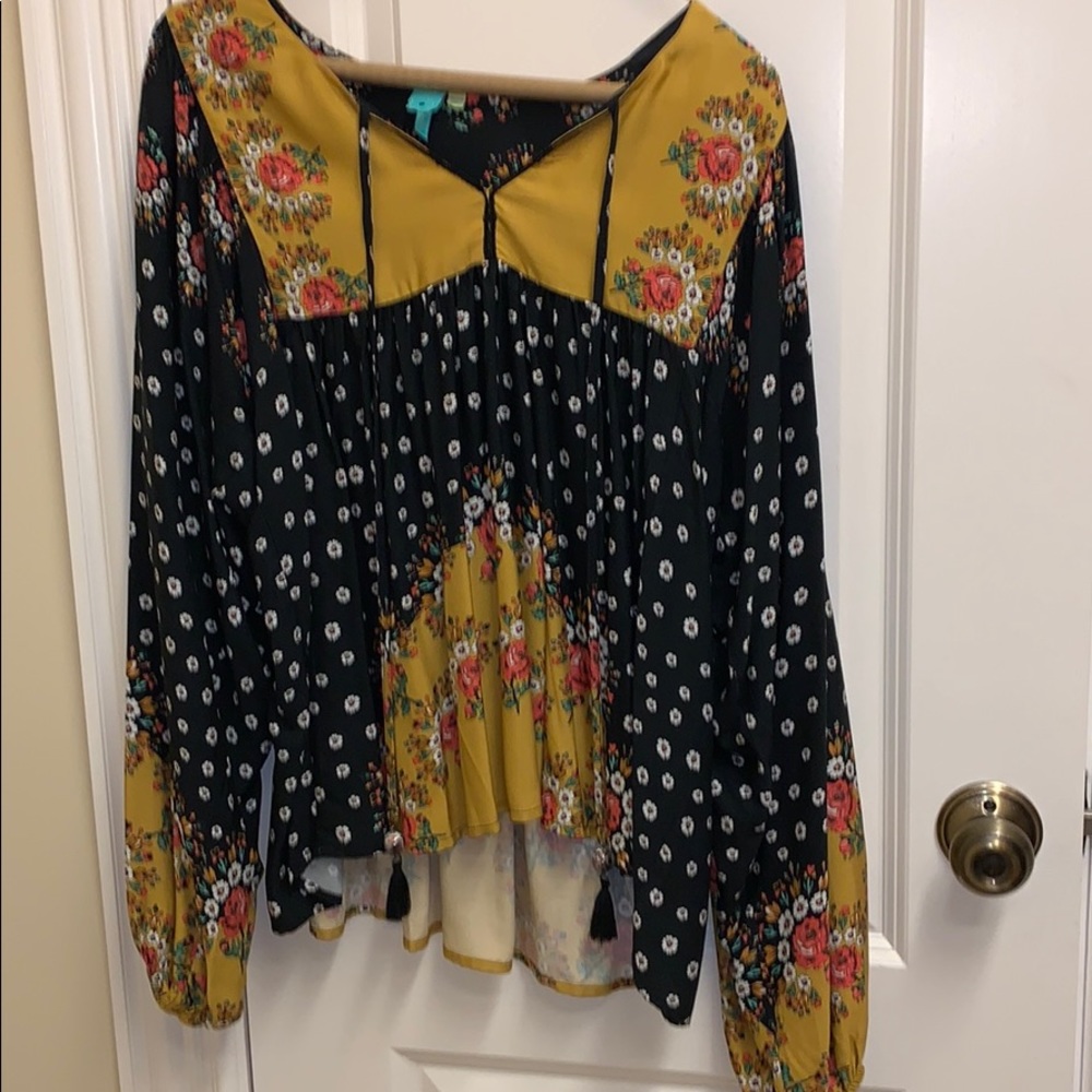 long sleeve multi printed top